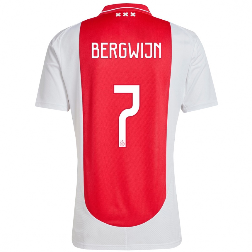 Kids Football Steven Bergwijn #7 Red White Home Jersey 2024/25 T-Shirt Uk