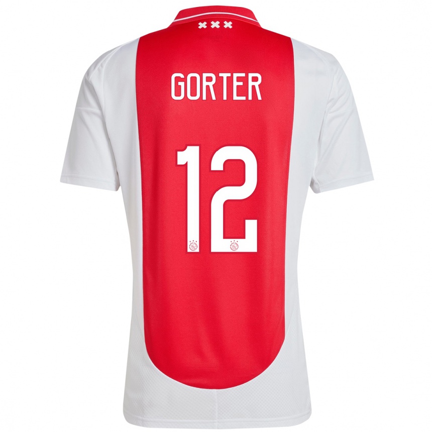 Kids Football Jay Gorter #12 Red White Home Jersey 2024/25 T-Shirt Uk