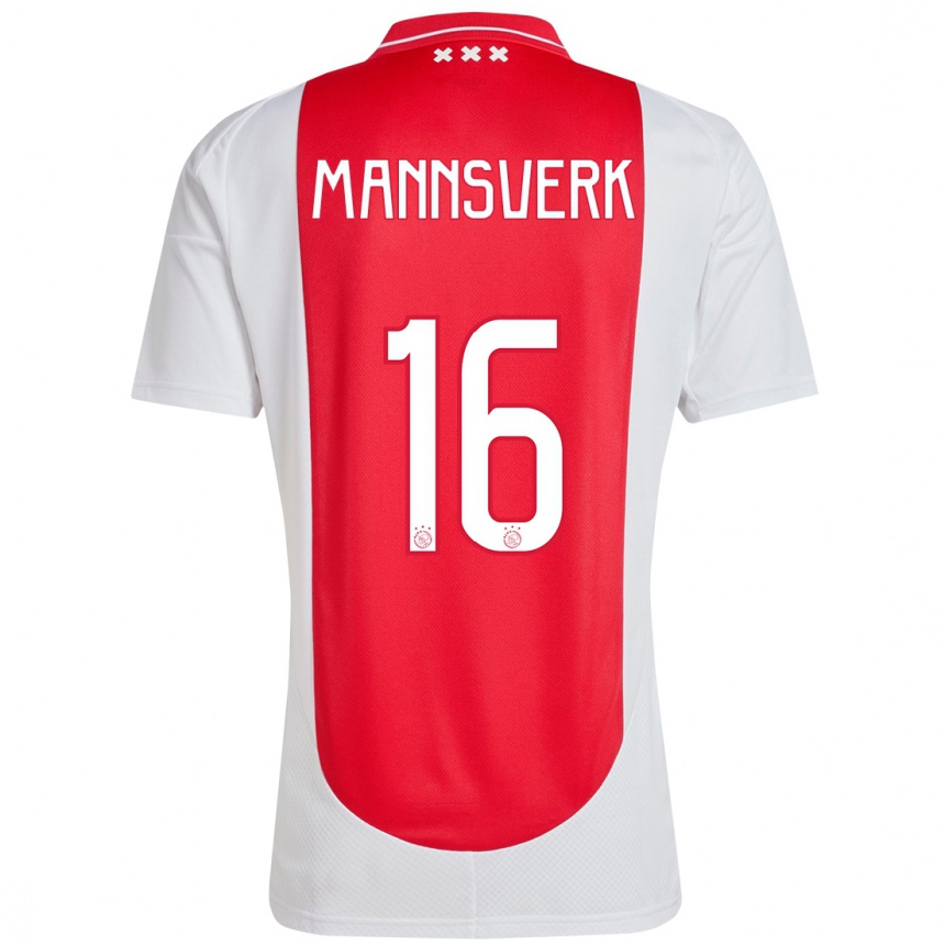 Kids Football Sivert Mannsverk #16 Red White Home Jersey 2024/25 T-Shirt Uk