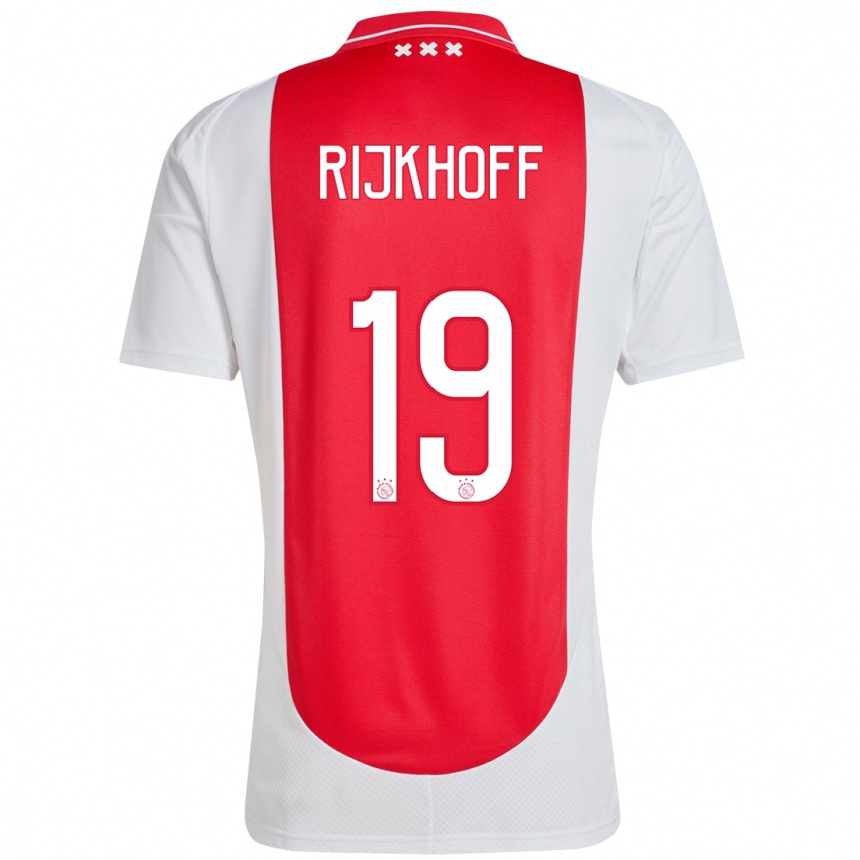 Kids Football Julian Rijkhoff #19 Red White Home Jersey 2024/25 T-Shirt Uk