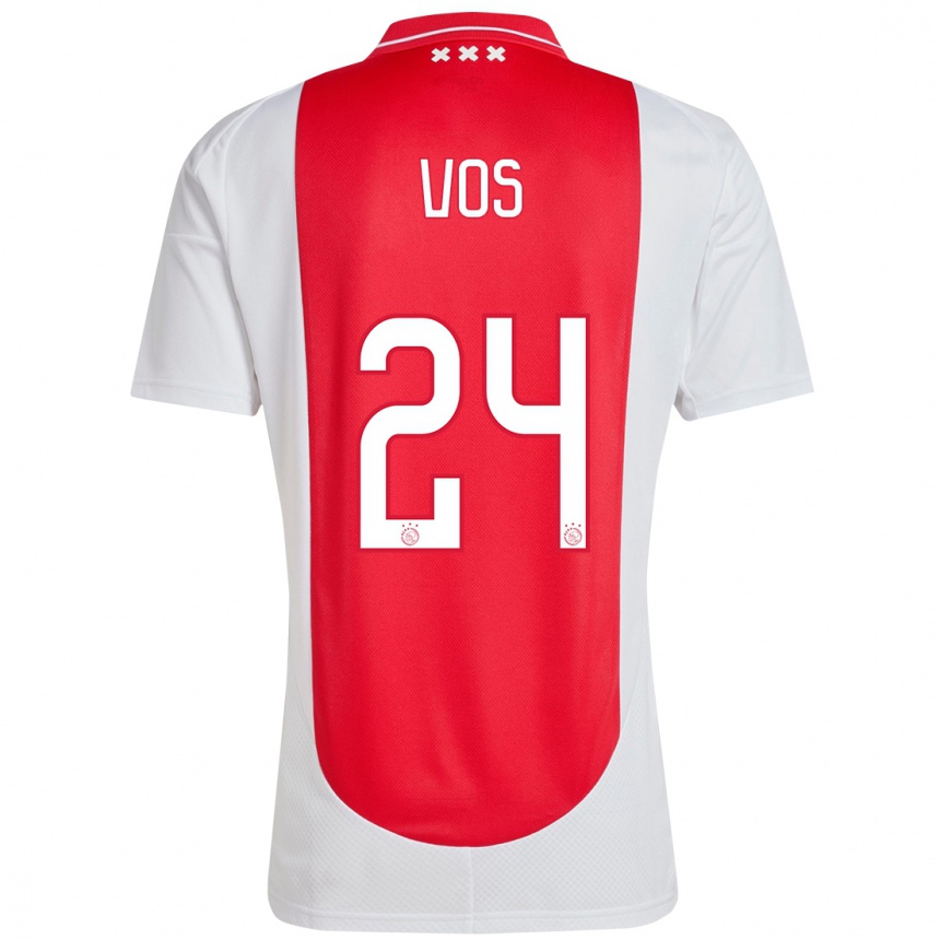 Kids Football Silvano Vos #24 Red White Home Jersey 2024/25 T-Shirt Uk