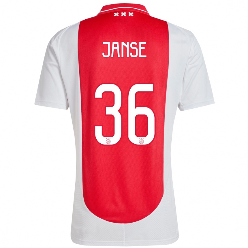 Kids Football Dies Janse #36 Red White Home Jersey 2024/25 T-Shirt Uk