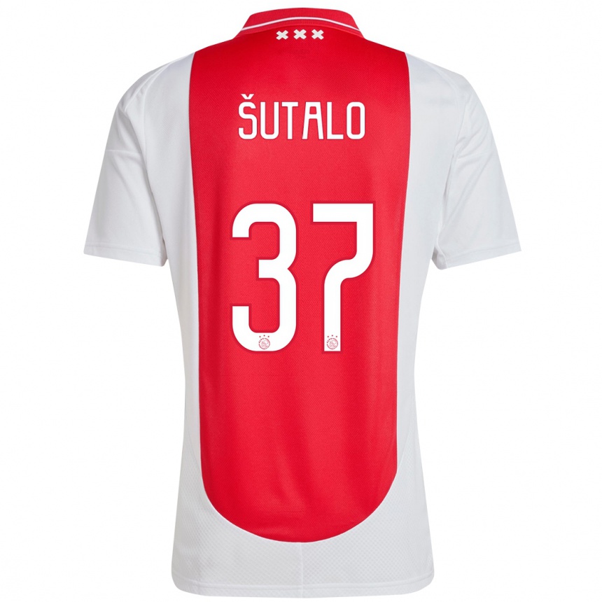 Kids Football Josip Sutalo #37 Red White Home Jersey 2024/25 T-Shirt Uk