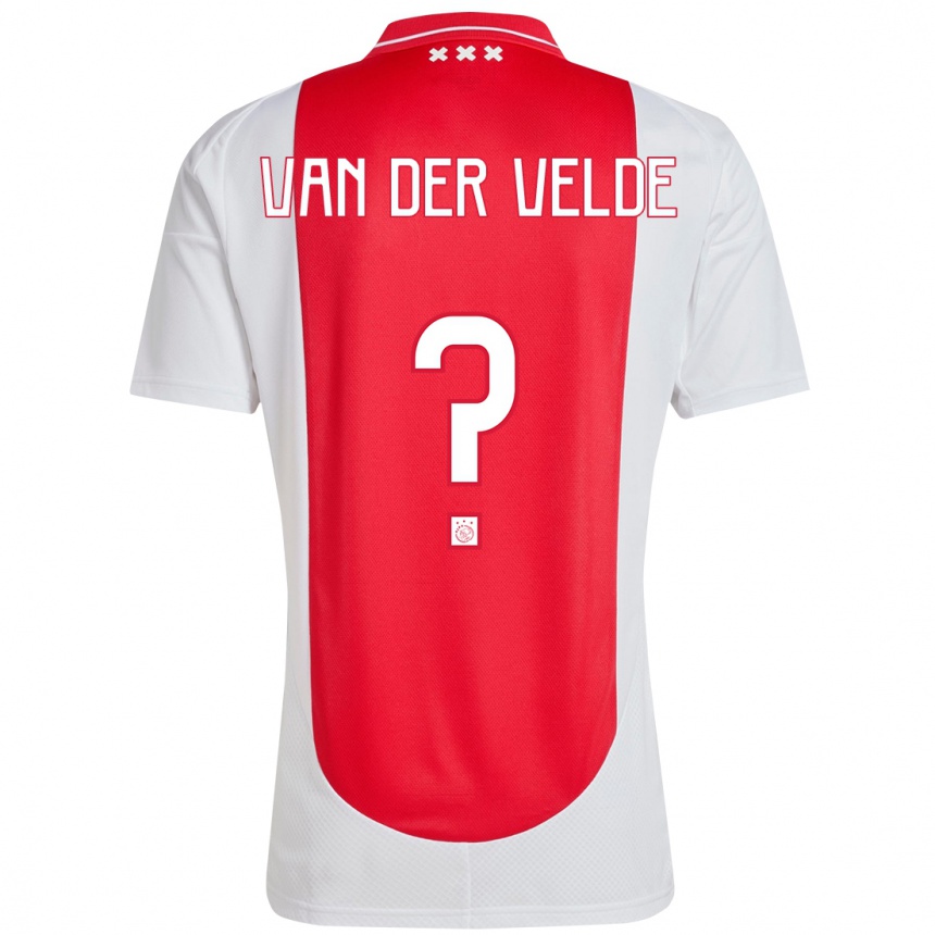 Kids Football Valentijn Van Der Velde #0 Red White Home Jersey 2024/25 T-Shirt Uk