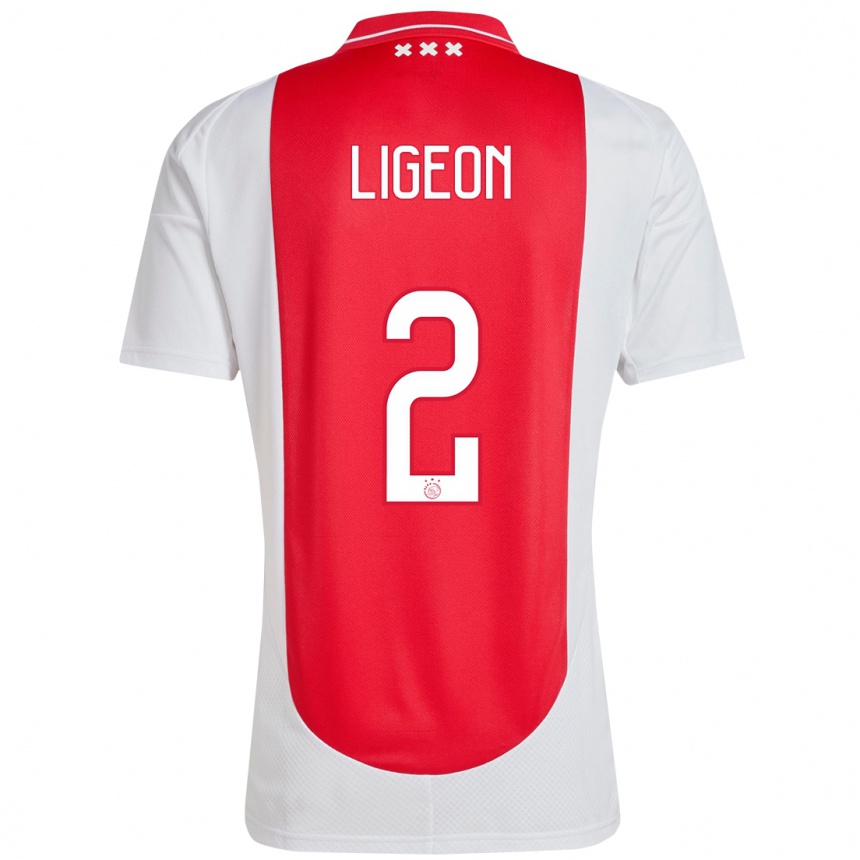 Kids Football Ruben Ligeon #2 Red White Home Jersey 2024/25 T-Shirt Uk