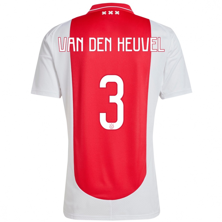 Kids Football Nino Van Den Heuvel #3 Red White Home Jersey 2024/25 T-Shirt Uk