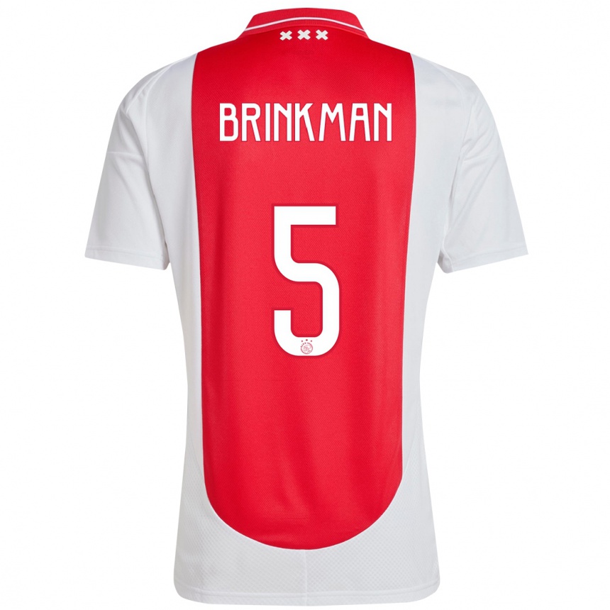 Kids Football Tim Brinkman #5 Red White Home Jersey 2024/25 T-Shirt Uk