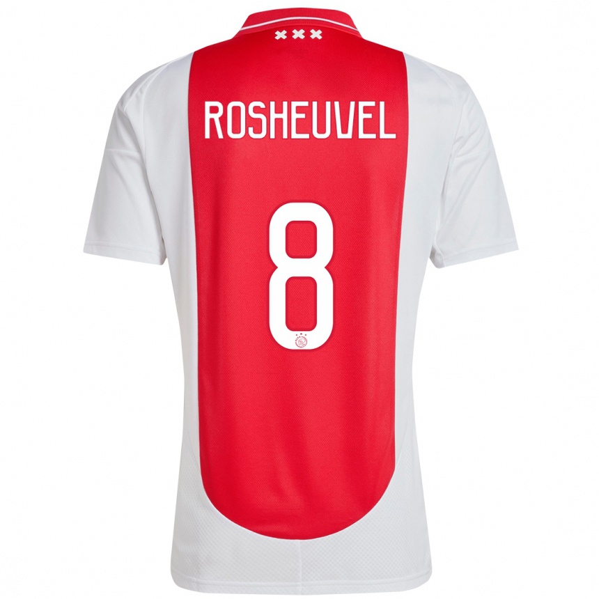 Kids Football Darren Rosheuvel #8 Red White Home Jersey 2024/25 T-Shirt Uk