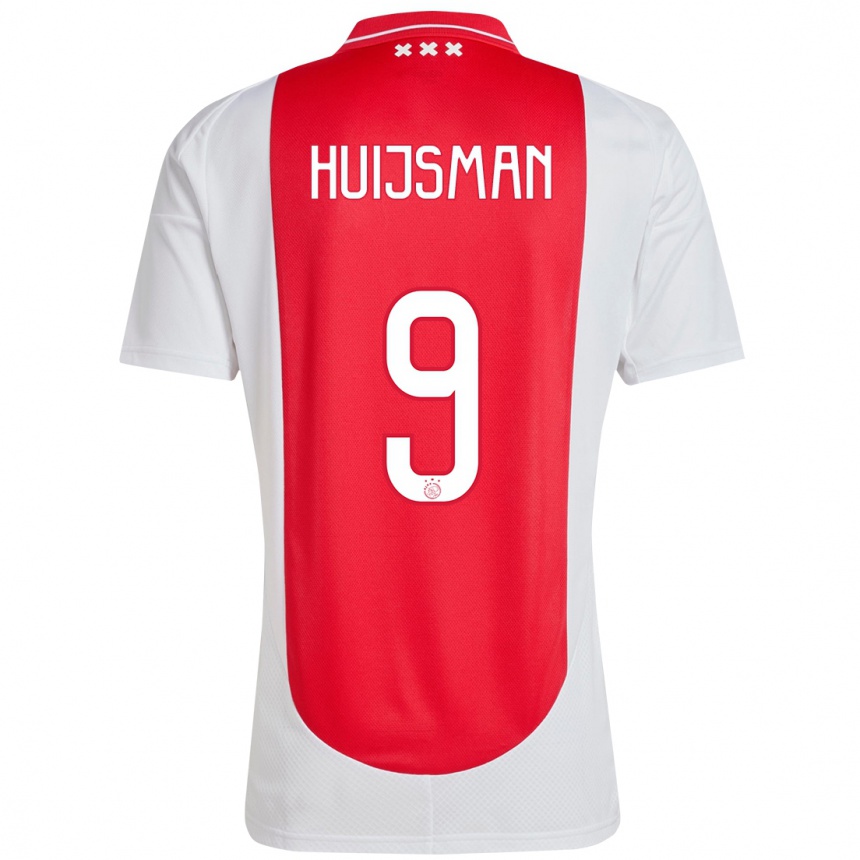 Kids Football Mitchi Huijsman #9 Red White Home Jersey 2024/25 T-Shirt Uk