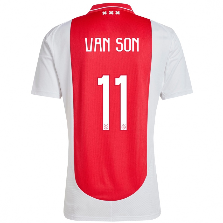 Kids Football Daniël Van Son #11 Red White Home Jersey 2024/25 T-Shirt Uk