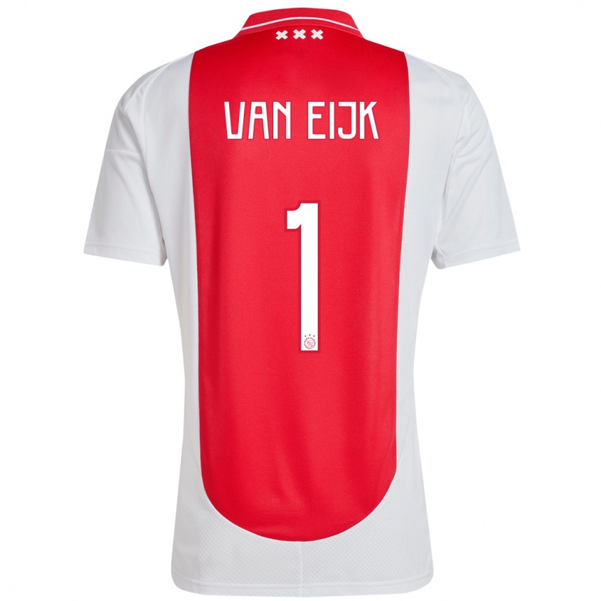 Kids Football Regina Van Eijk #1 Red White Home Jersey 2024/25 T-Shirt Uk