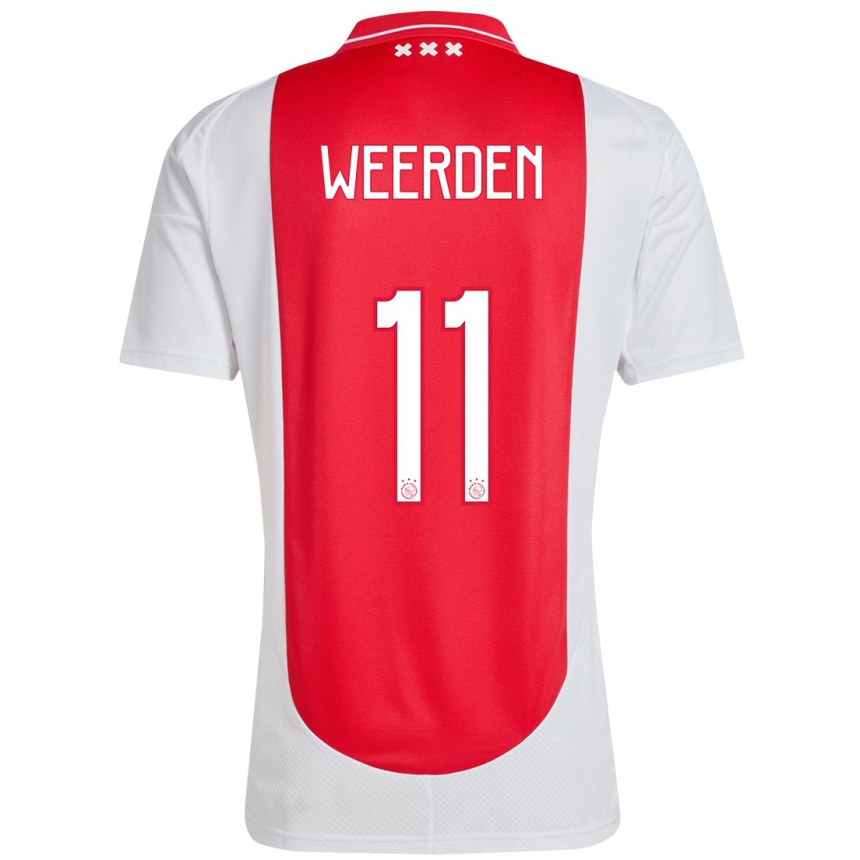 Kids Football Ashleigh Weerden #11 Red White Home Jersey 2024/25 T-Shirt Uk