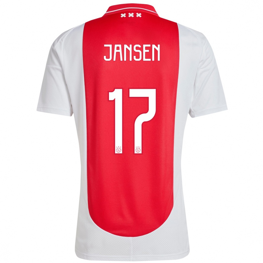 Kids Football Bente Jansen #17 Red White Home Jersey 2024/25 T-Shirt Uk