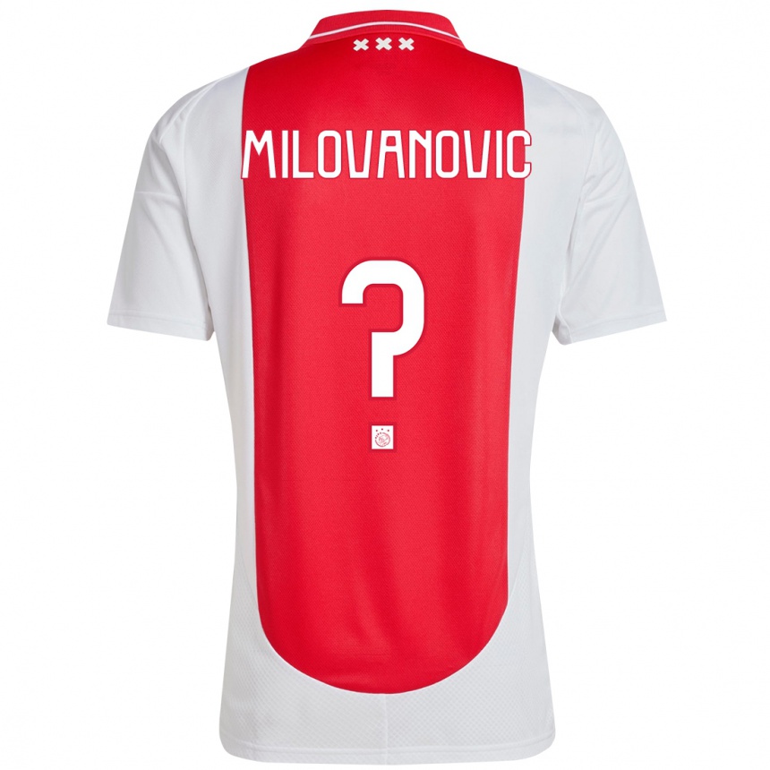 Kids Football Mateja Milovanovic #0 Red White Home Jersey 2024/25 T-Shirt Uk