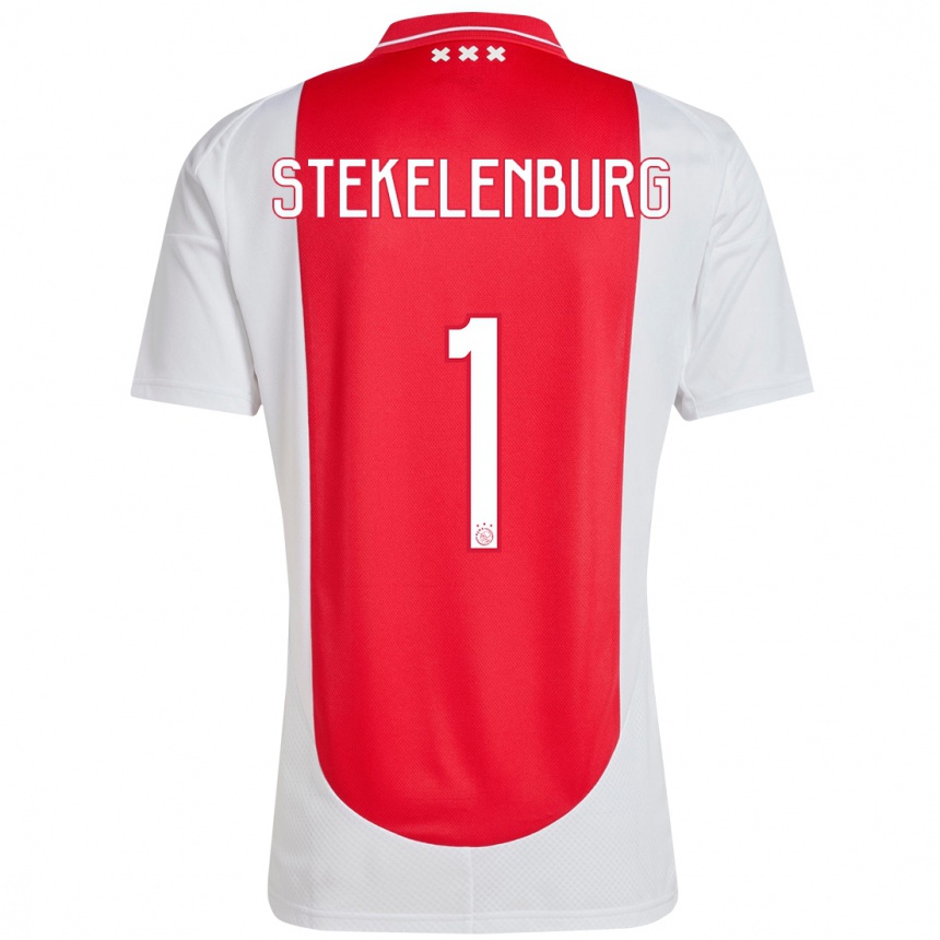 Kids Football Maarten Stekelenburg #1 Red White Home Jersey 2024/25 T-Shirt Uk