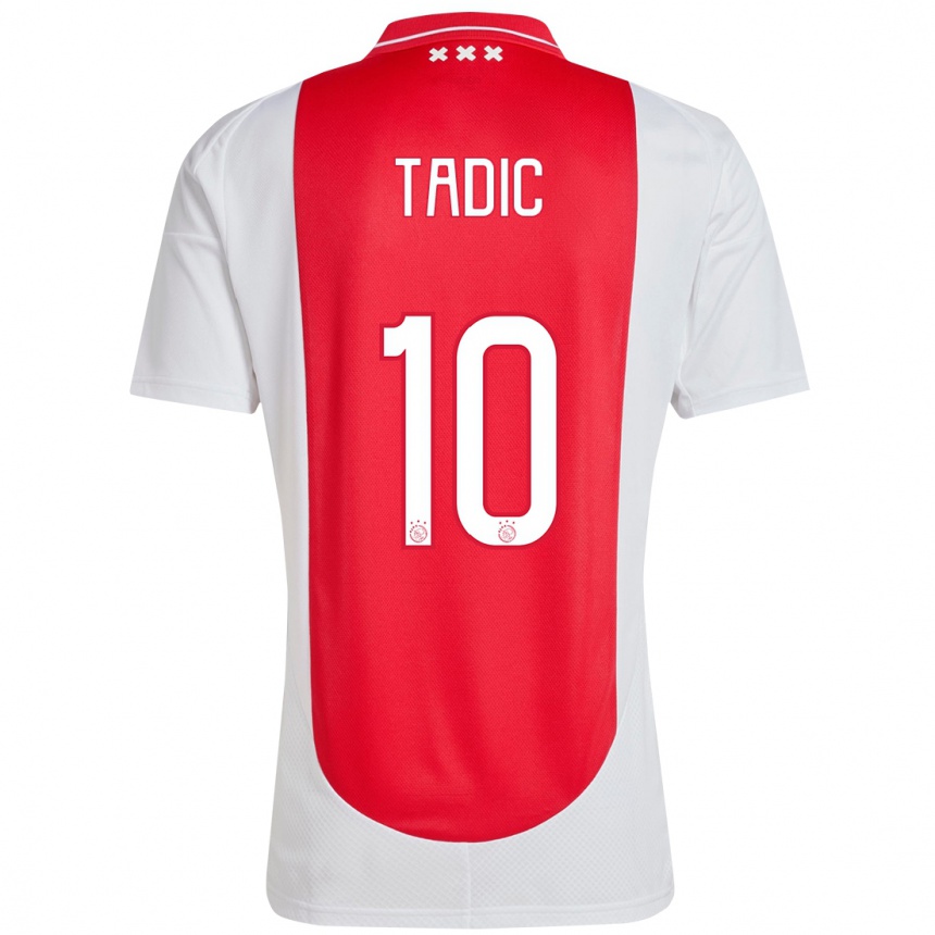 Kids Football Dusan Tadic #10 Red White Home Jersey 2024/25 T-Shirt Uk