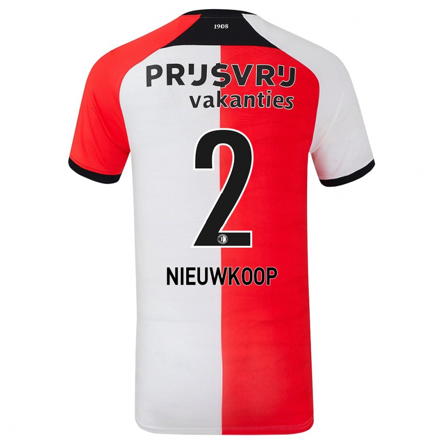 Kids Football Bart Nieuwkoop #2 Red White Home Jersey 2024/25 T-Shirt Uk