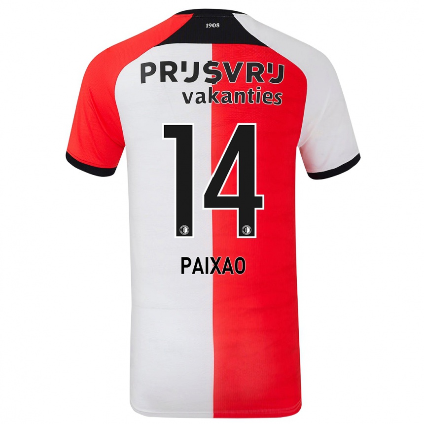 Kids Football Igor Paixão #14 Red White Home Jersey 2024/25 T-Shirt Uk