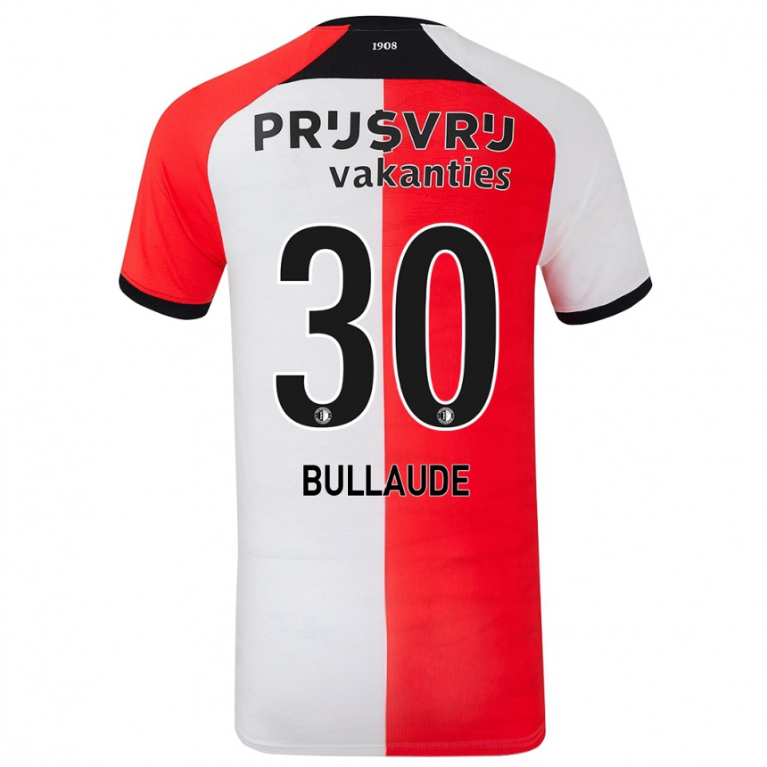 Kids Football Ezequiel Bullaude #30 Red White Home Jersey 2024/25 T-Shirt Uk