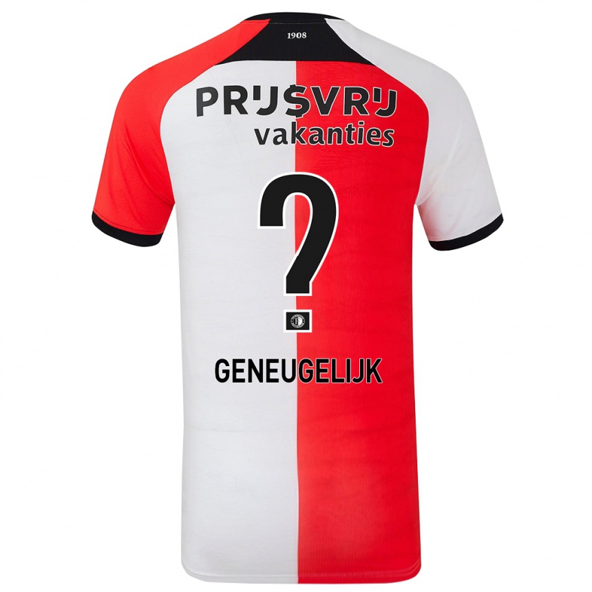 Kids Football Ivar Geneugelijk #0 Red White Home Jersey 2024/25 T-Shirt Uk