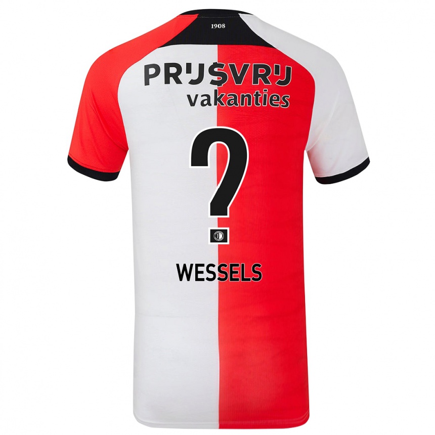 Kids Football Tijme Wessels #0 Red White Home Jersey 2024/25 T-Shirt Uk