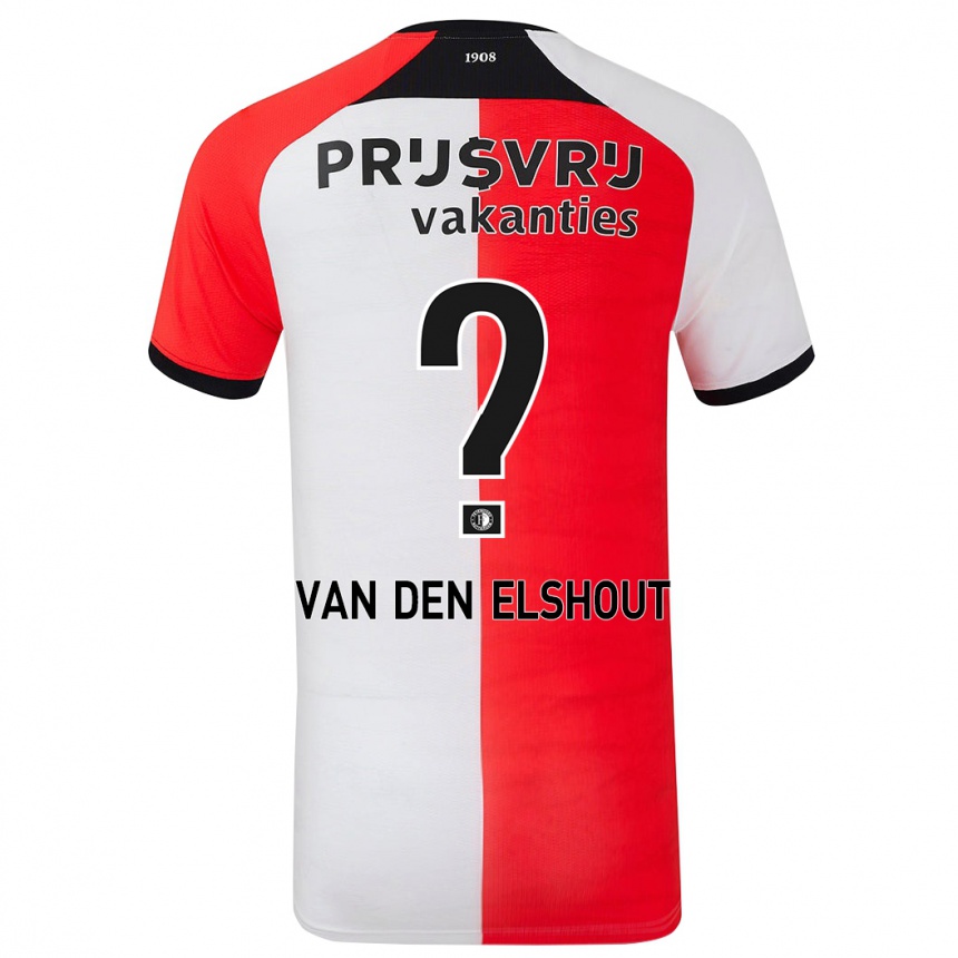 Kids Football Tobias Van Den Elshout #0 Red White Home Jersey 2024/25 T-Shirt Uk