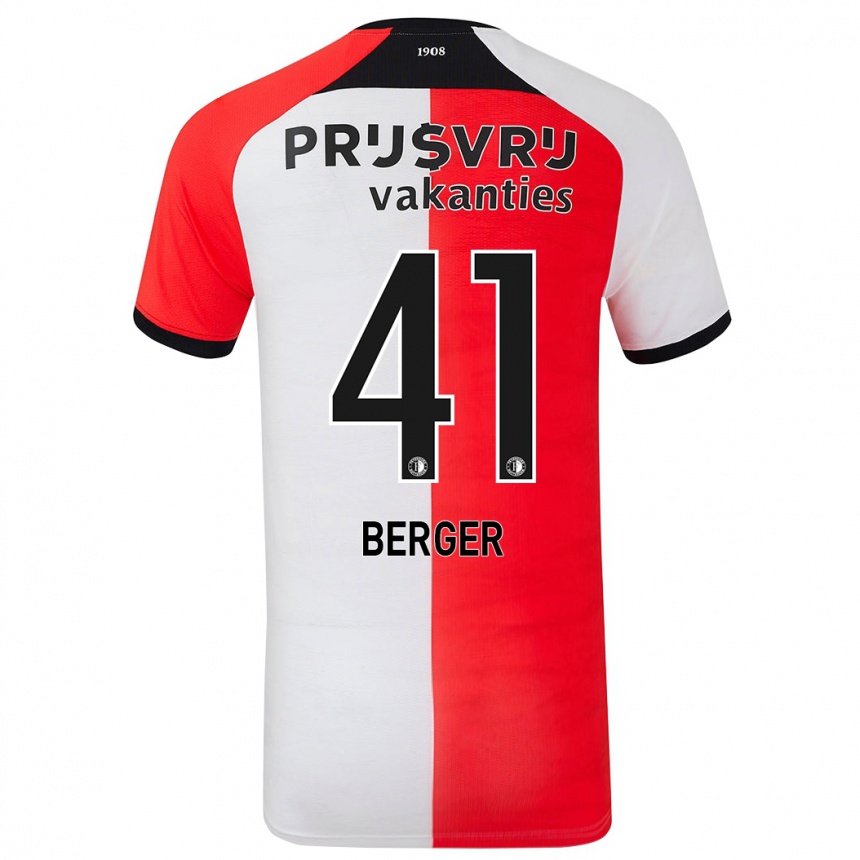 Kids Football Mannou Berger #41 Red White Home Jersey 2024/25 T-Shirt Uk