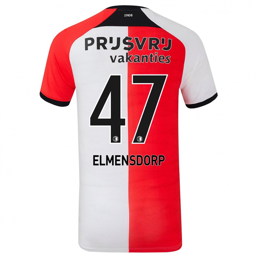 Kids Football Paris Elmensdorp #47 Red White Home Jersey 2024/25 T-Shirt Uk