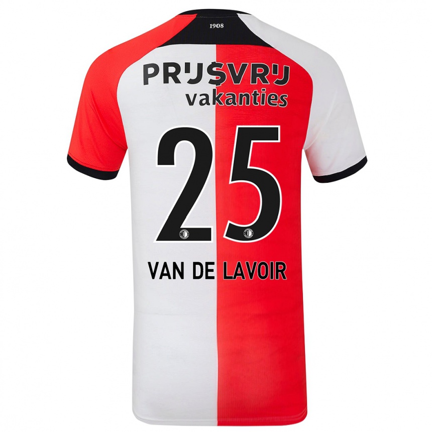 Kids Football Romeé Van De Lavoir #25 Red White Home Jersey 2024/25 T-Shirt Uk