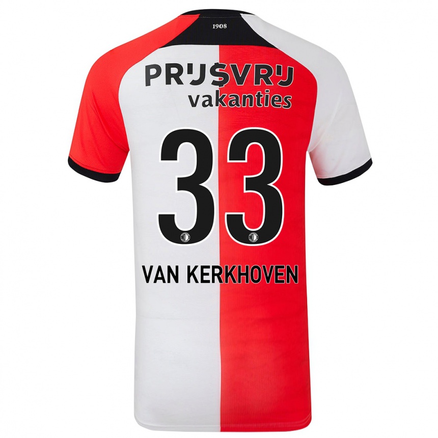 Kids Football Ella Van Kerkhoven #33 Red White Home Jersey 2024/25 T-Shirt Uk