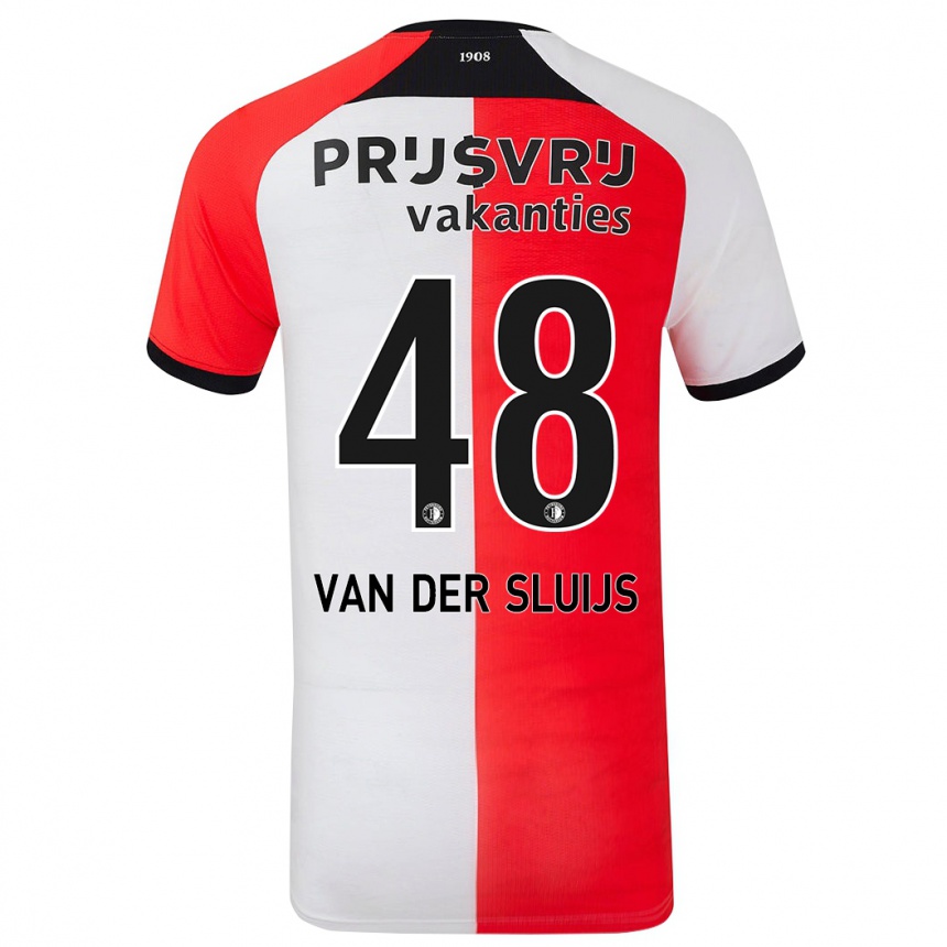 Kids Football Joep Van Der Sluijs #48 Red White Home Jersey 2024/25 T-Shirt Uk