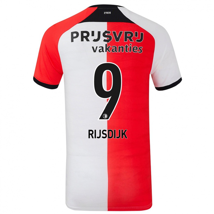 Kids Football Pia Rijsdijk #9 Red White Home Jersey 2024/25 T-Shirt Uk