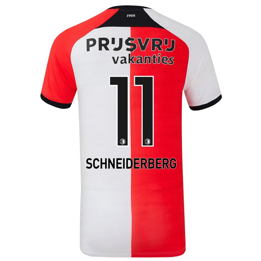 Kids Football July Schneiderberg #11 Red White Home Jersey 2024/25 T-Shirt Uk