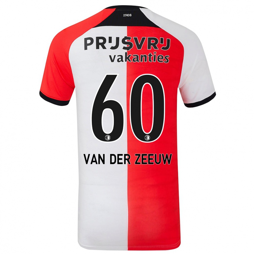 Kids Football Twan Van Der Zeeuw #60 Red White Home Jersey 2024/25 T-Shirt Uk