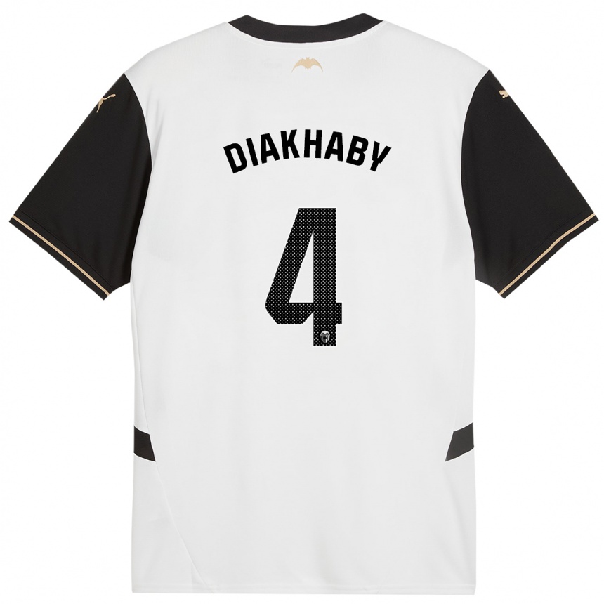 Kids Football Mouctar Diakhaby #4 White Black Home Jersey 2024/25 T-Shirt Uk