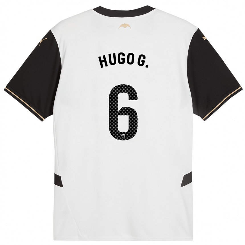 Kids Football Hugo Guillamón #6 White Black Home Jersey 2024/25 T-Shirt Uk