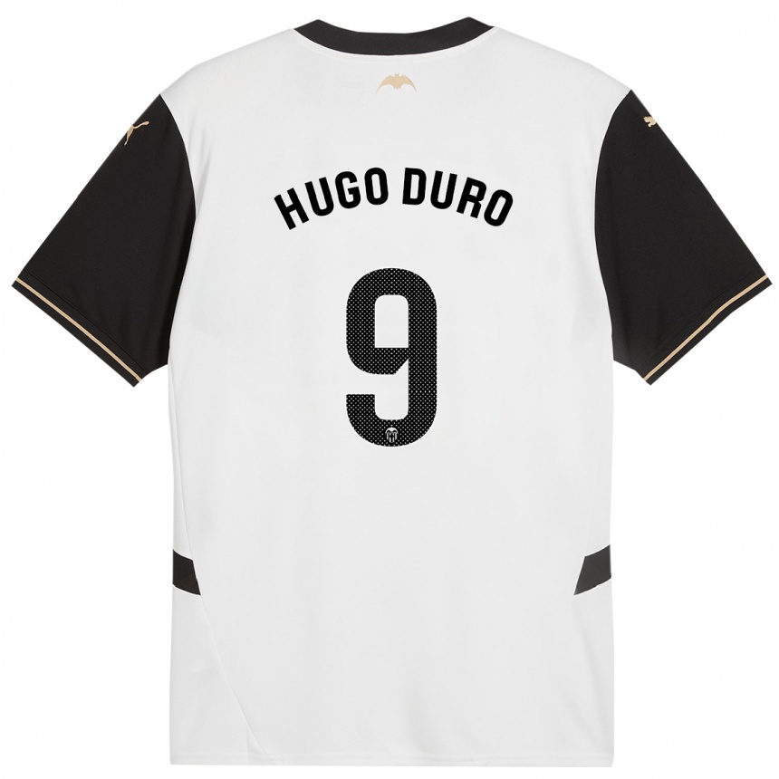 Kids Football Hugo Duro #9 White Black Home Jersey 2024/25 T-Shirt Uk