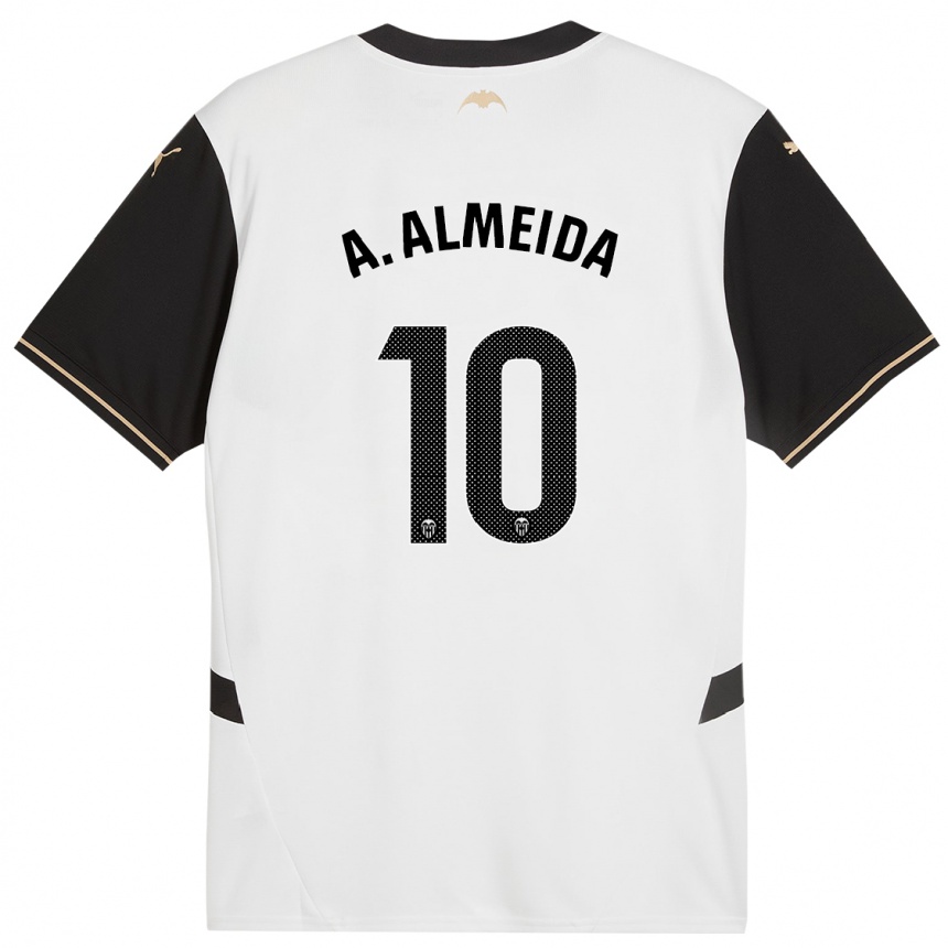 Kids Football André Almeida #10 White Black Home Jersey 2024/25 T-Shirt Uk