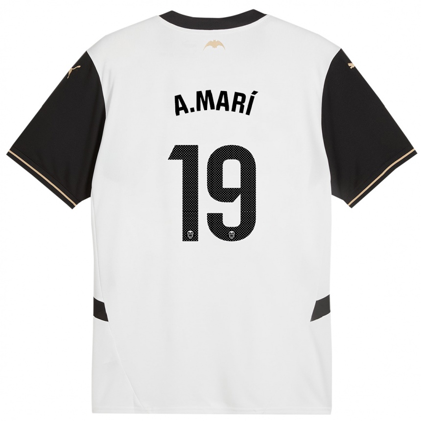 Kids Football Alberto Marí #19 White Black Home Jersey 2024/25 T-Shirt Uk