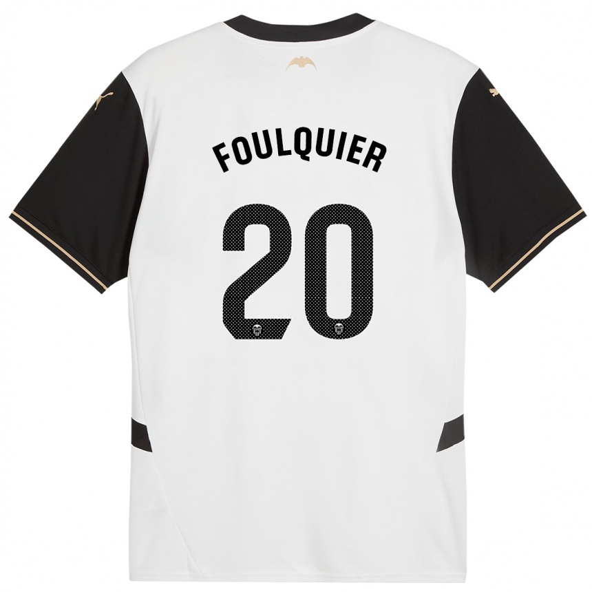 Kids Football Dimitri Foulquier #20 White Black Home Jersey 2024/25 T-Shirt Uk