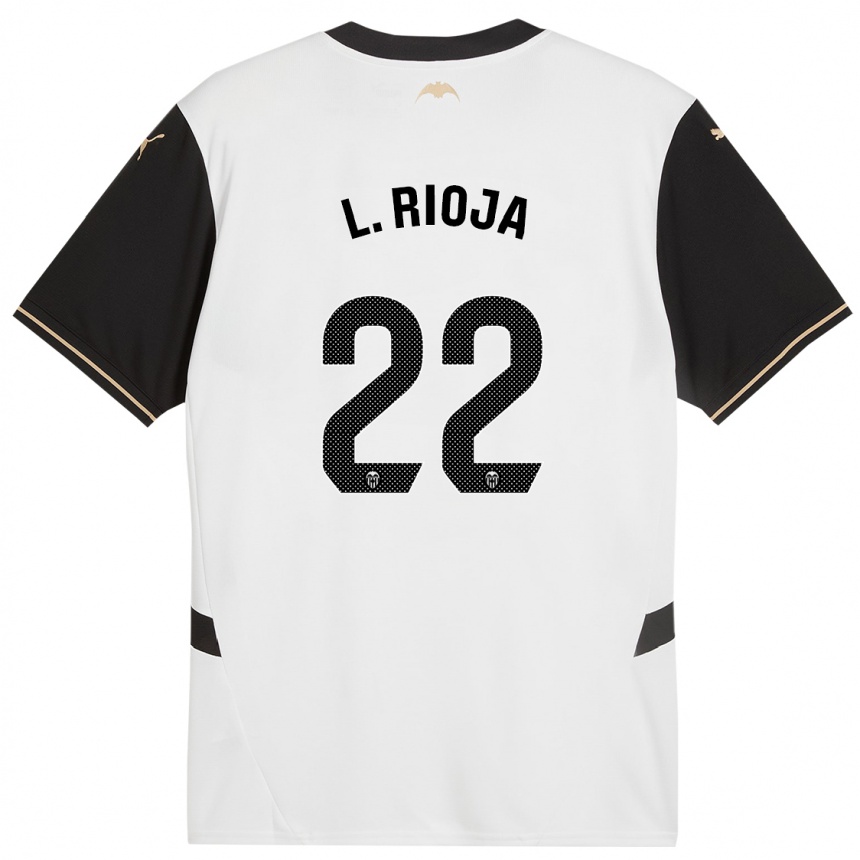 Kids Football Luis Rioja #22 White Black Home Jersey 2024/25 T-Shirt Uk