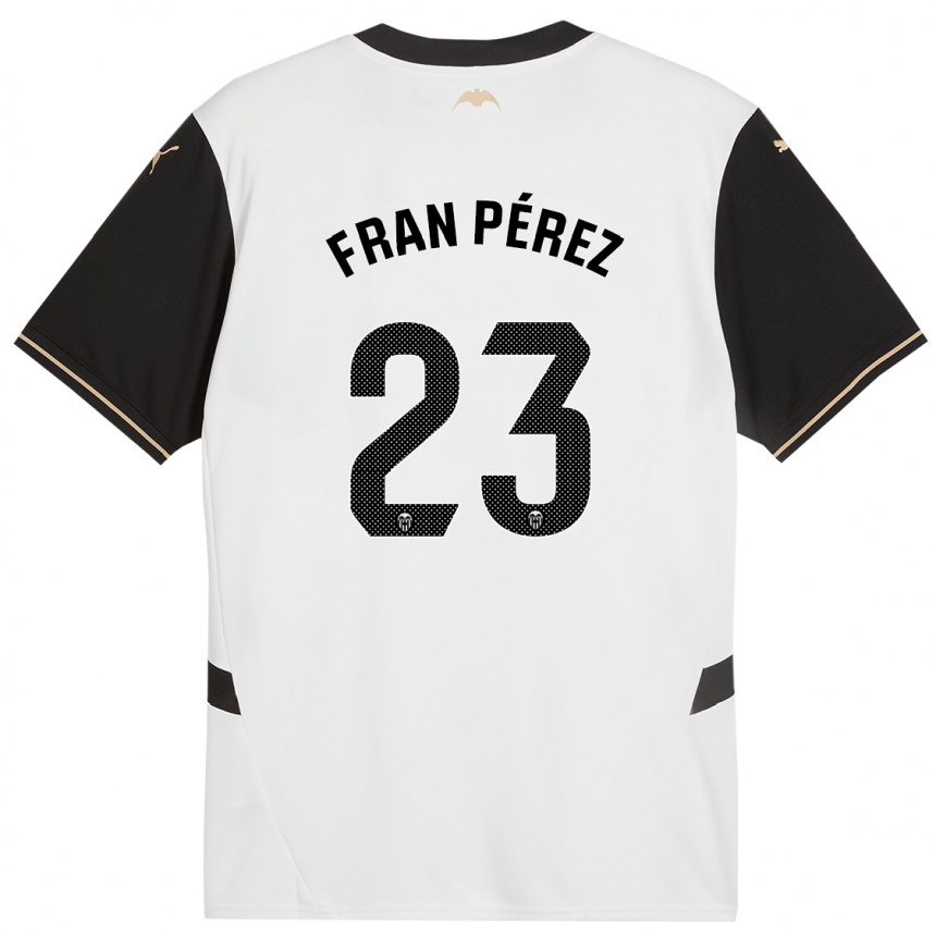 Kids Football Fran Pérez #23 White Black Home Jersey 2024/25 T-Shirt Uk