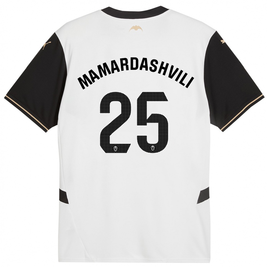 Kids Football Giorgi Mamardashvili #25 White Black Home Jersey 2024/25 T-Shirt Uk