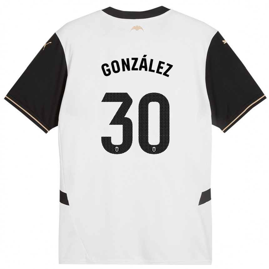 Kids Football Hugo González #30 White Black Home Jersey 2024/25 T-Shirt Uk