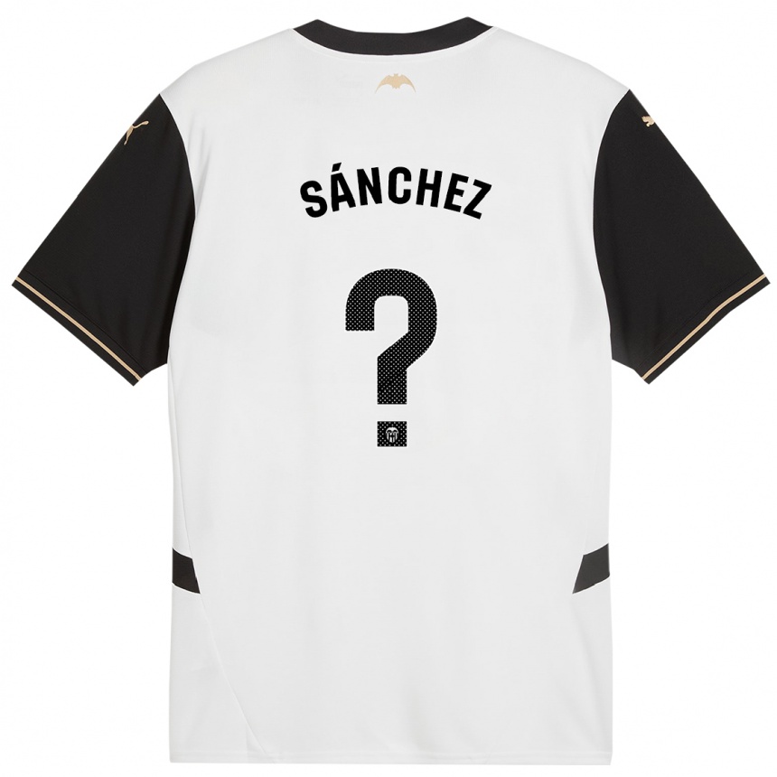 Kids Football Dani Sánchez #0 White Black Home Jersey 2024/25 T-Shirt Uk