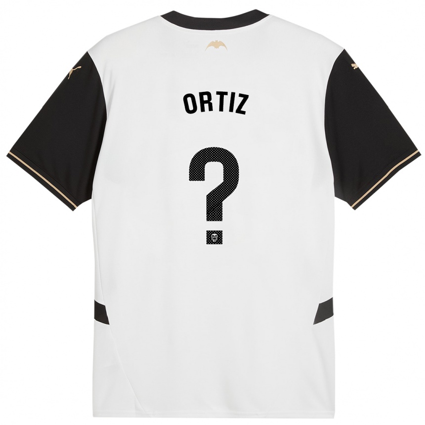 Kids Football Pablo Ortiz #0 White Black Home Jersey 2024/25 T-Shirt Uk