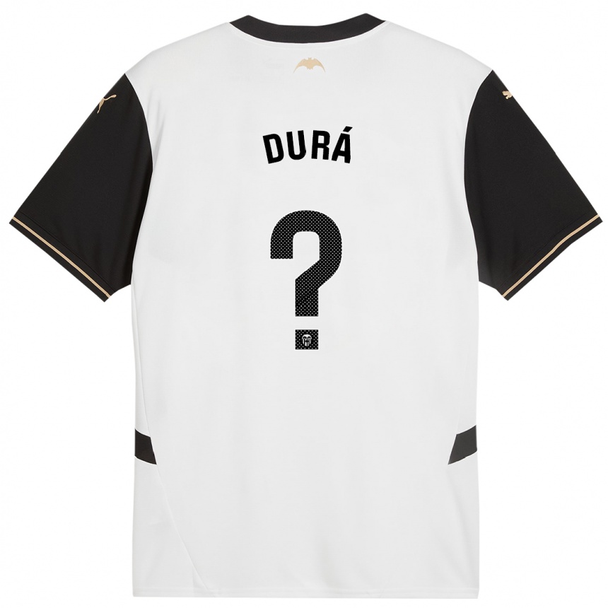 Kids Football Jaume Durá #0 White Black Home Jersey 2024/25 T-Shirt Uk