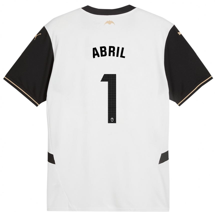 Kids Football Vicent Abril #1 White Black Home Jersey 2024/25 T-Shirt Uk