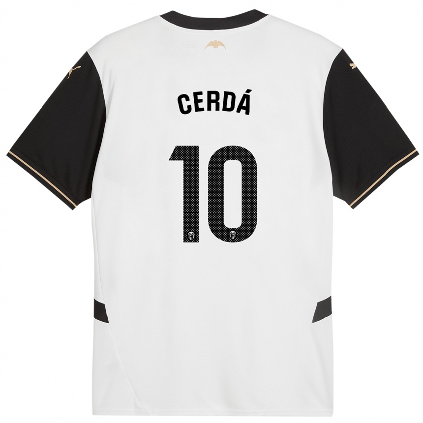 Kids Football Alex Cerdá #10 White Black Home Jersey 2024/25 T-Shirt Uk