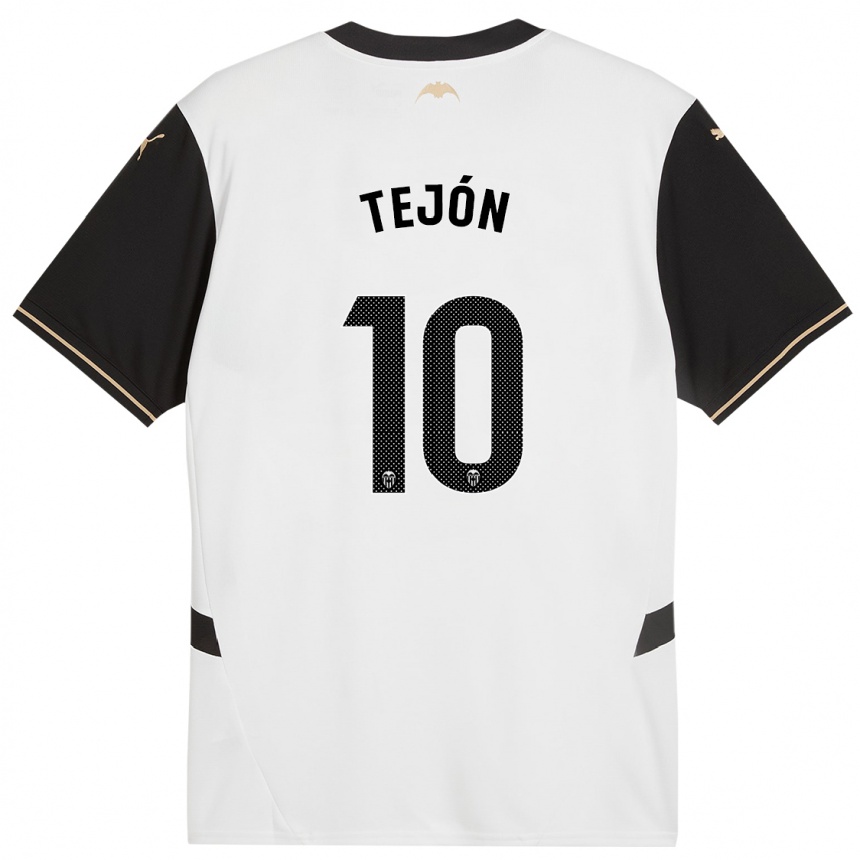 Kids Football Martín Tejón #10 White Black Home Jersey 2024/25 T-Shirt Uk